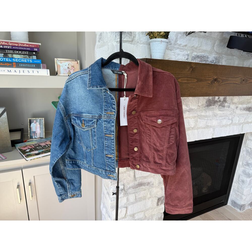 Driftwood Women's Blue/Brown Dual Tone Button Down Denim Jacket Size M